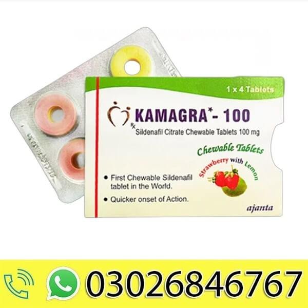 Kamagra 100mg Chewable 4 Tablets in Pakistan